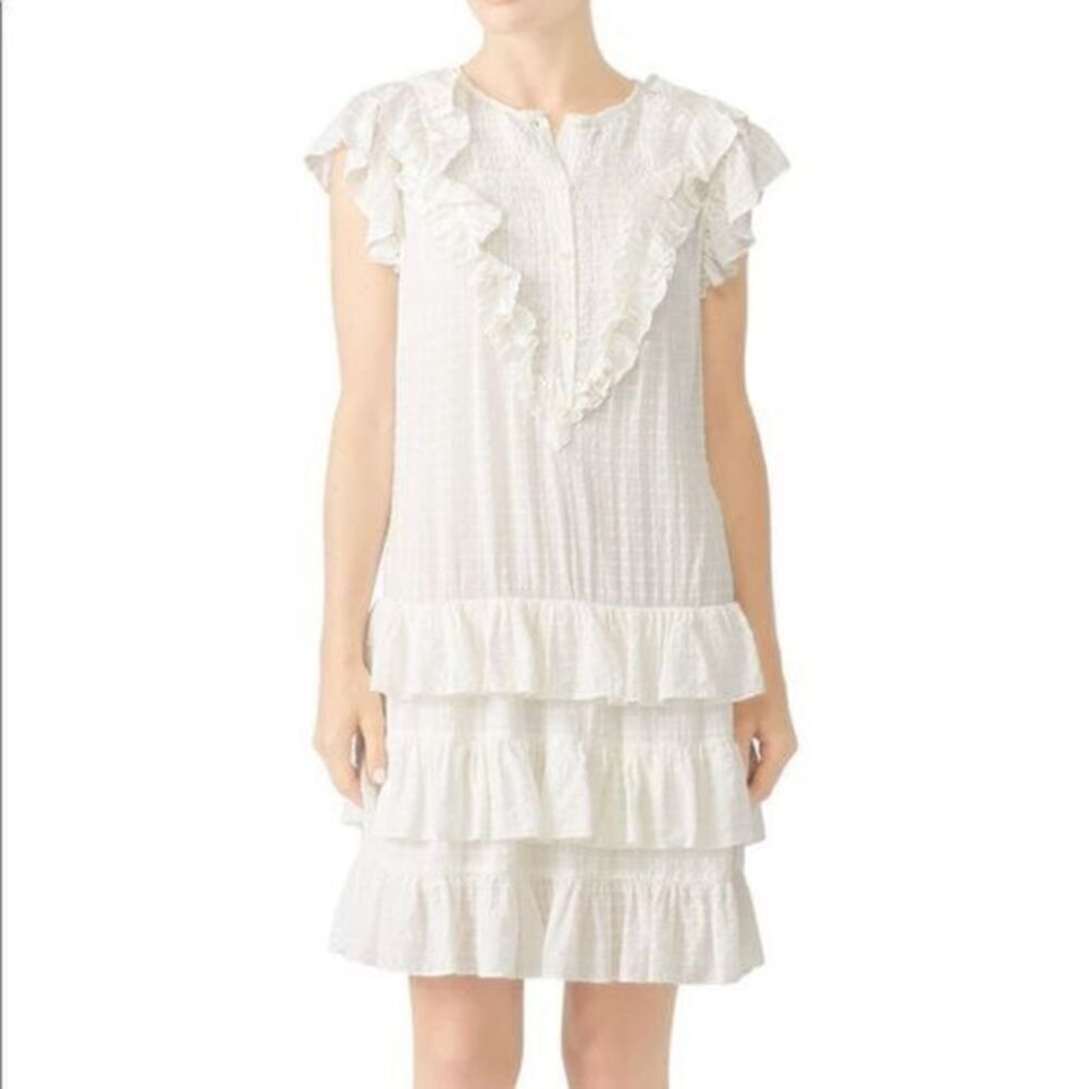 La Vieย Rebecca Taylor Drapey WhiteโCheck Dress M